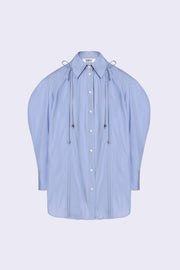Oversized Drawstring Shirt - Sea Blue