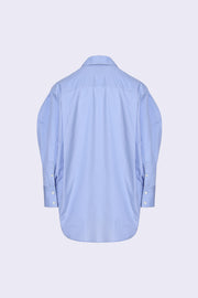 Oversized Drawstring Shirt - Sea Blue