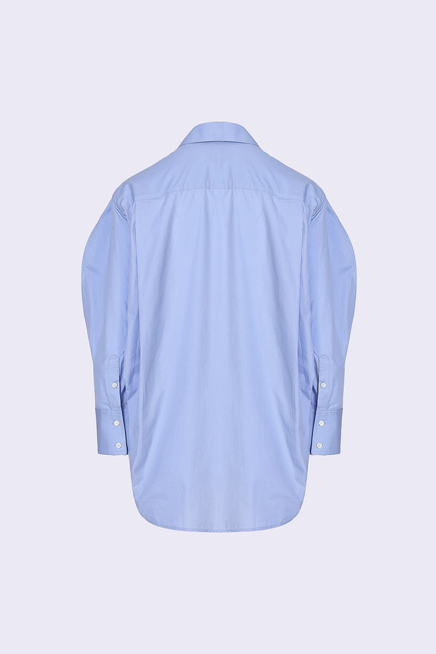 Oversized Drawstring Shirt - Sea Blue