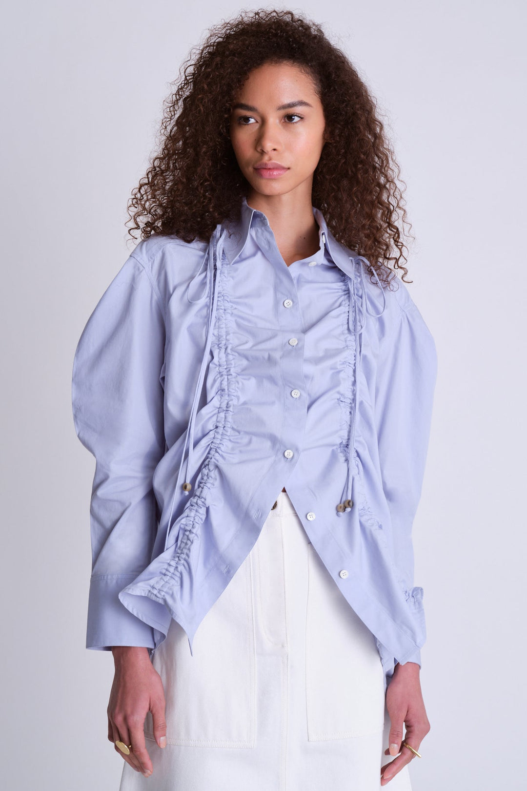 トップス seyto Drawstring oversized shirt Oversized Drawstring Shirt - Sea Blue – Asantii